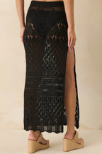 Women's Where I'm Meant To Be Black Open Knit Cover Up Maxi Skirt | 100% Polyester 4