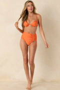 Women's Where The Sun Finds Me Orange High Waisted Bikini Bottoms | 82% Nylon & 18% Spandex 0
