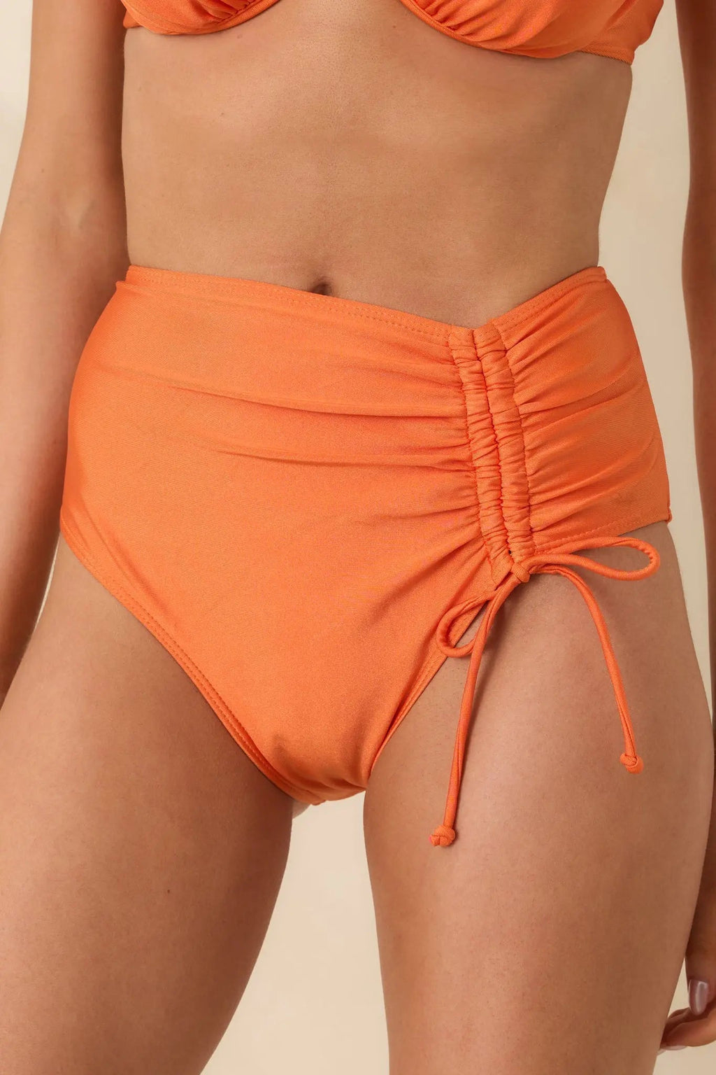Women's Where The Sun Finds Me Orange High Waisted Bikini Bottoms | 82% Nylon & 18% Spandex 1