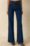 Women's Wherever We Go Dark Wash Cotton Denim Wide Leg Jeans | 93% Cotton 0