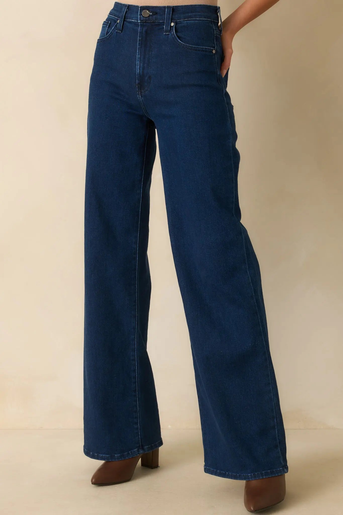 Women's Wherever We Go Dark Wash Cotton Denim Wide Leg Jeans | 93% Cotton 6