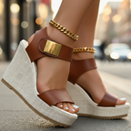 Colorblock platform wedge sandals back view