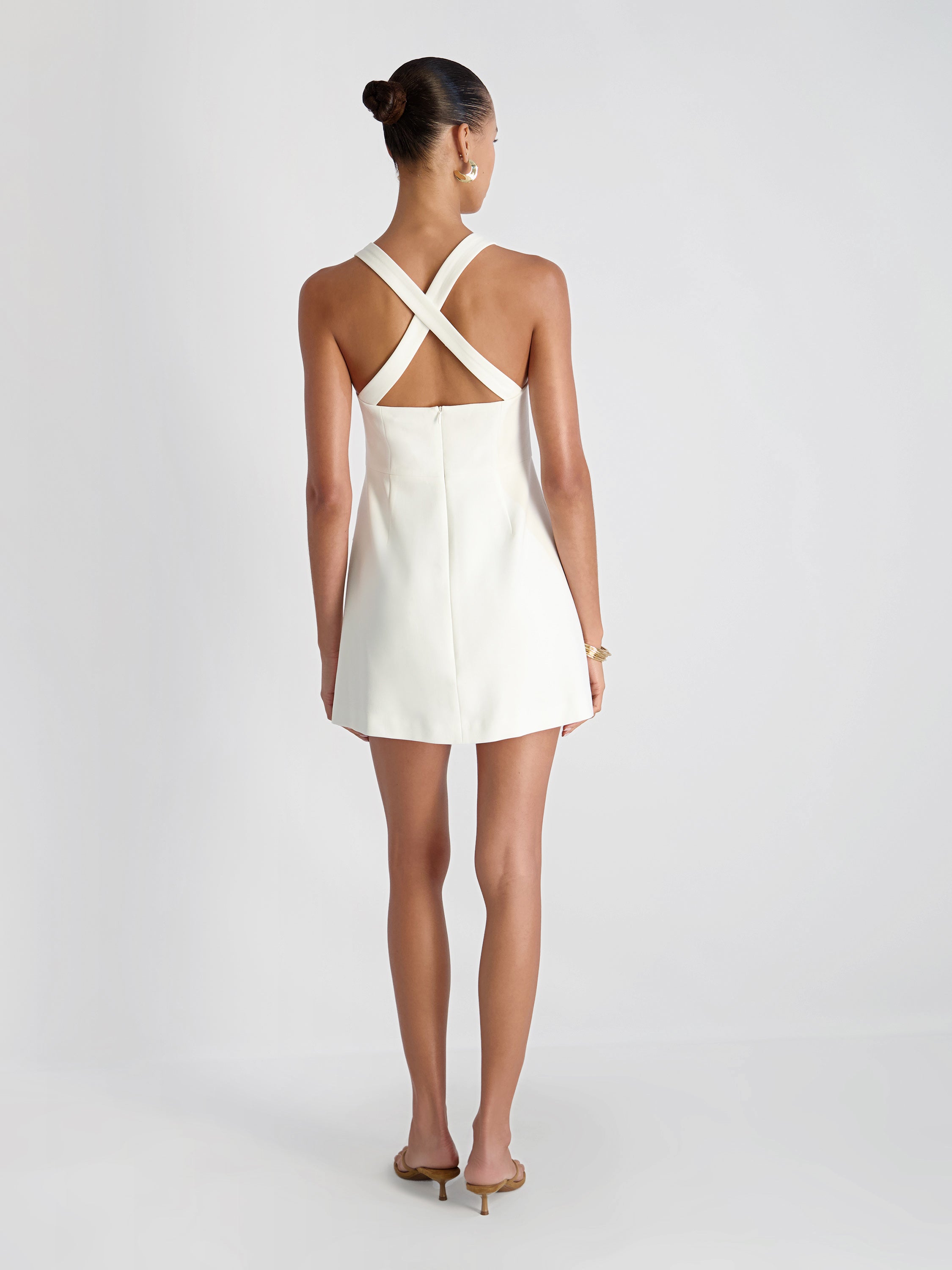 Whisper Collection | White Mini Dress with Square Neckline | Tailored Fit for Effortless Summer Style