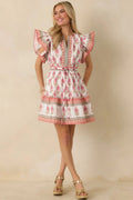 Women's Whispers Of Spring White Floral Flutter Sleeve Mini Dress | 100% Polyester 0
