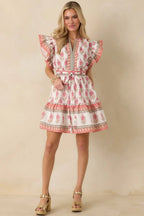 Women's Whispers Of Spring White Floral Flutter Sleeve Mini Dress | 100% Polyester 2