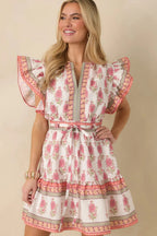 Women's Whispers Of Spring White Floral Flutter Sleeve Mini Dress | 100% Polyester 5