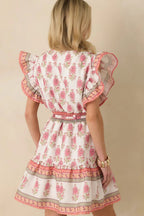 Women's Whispers Of Spring White Floral Flutter Sleeve Mini Dress | 100% Polyester 6