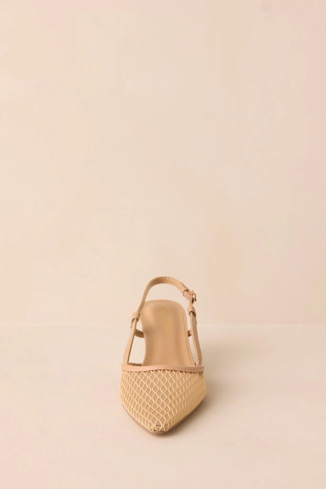 Women's Willow’s Secret Beige Mesh Slingback Kitten Heels | Heel Measures 3" in Height 5