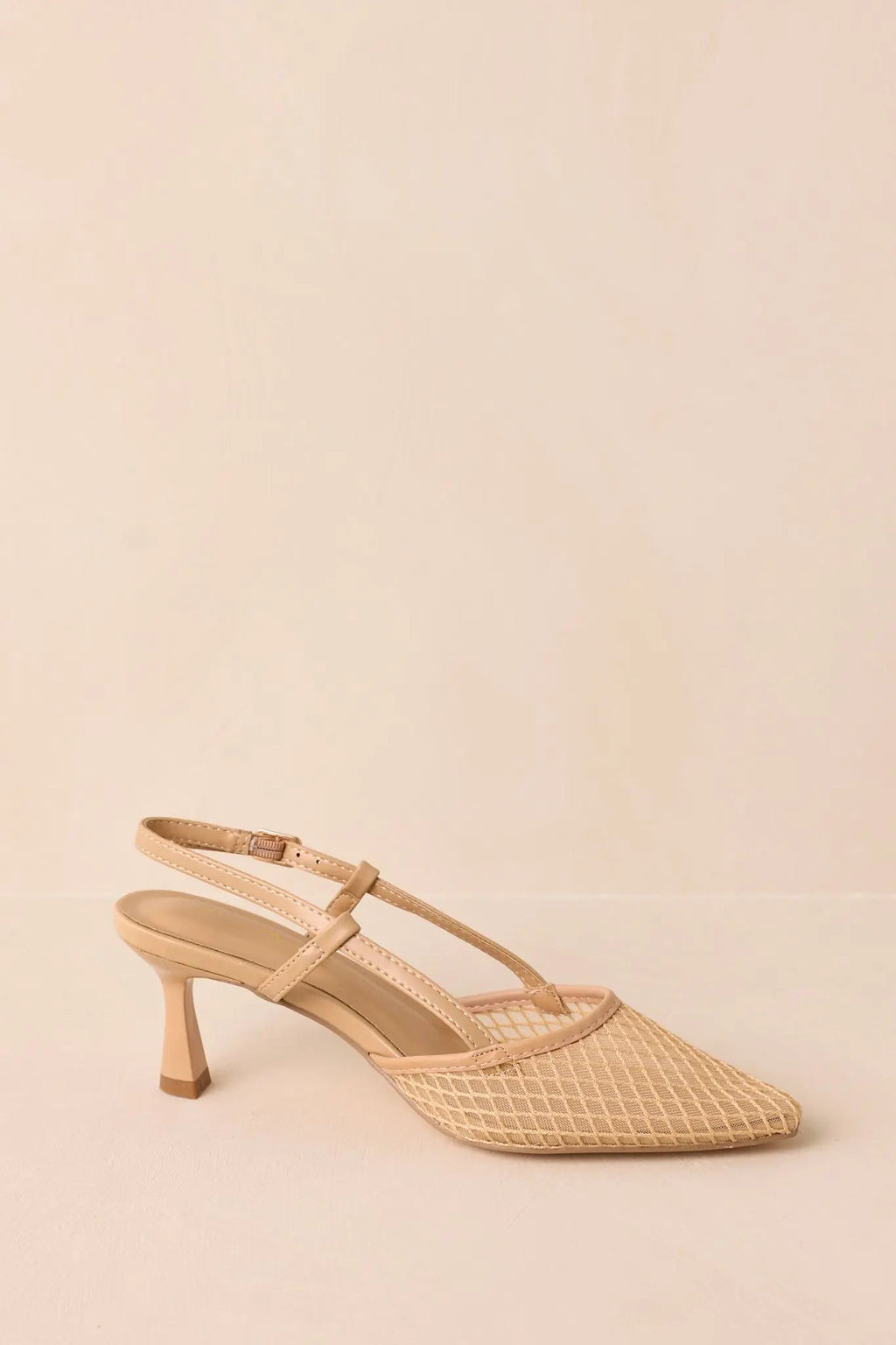 Women's Willow’s Secret Beige Mesh Slingback Kitten Heels | Heel Measures 3" in Height 6
