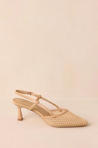 Women's Willow’s Secret Beige Mesh Slingback Kitten Heels | Heel Measures 3" in Height 6