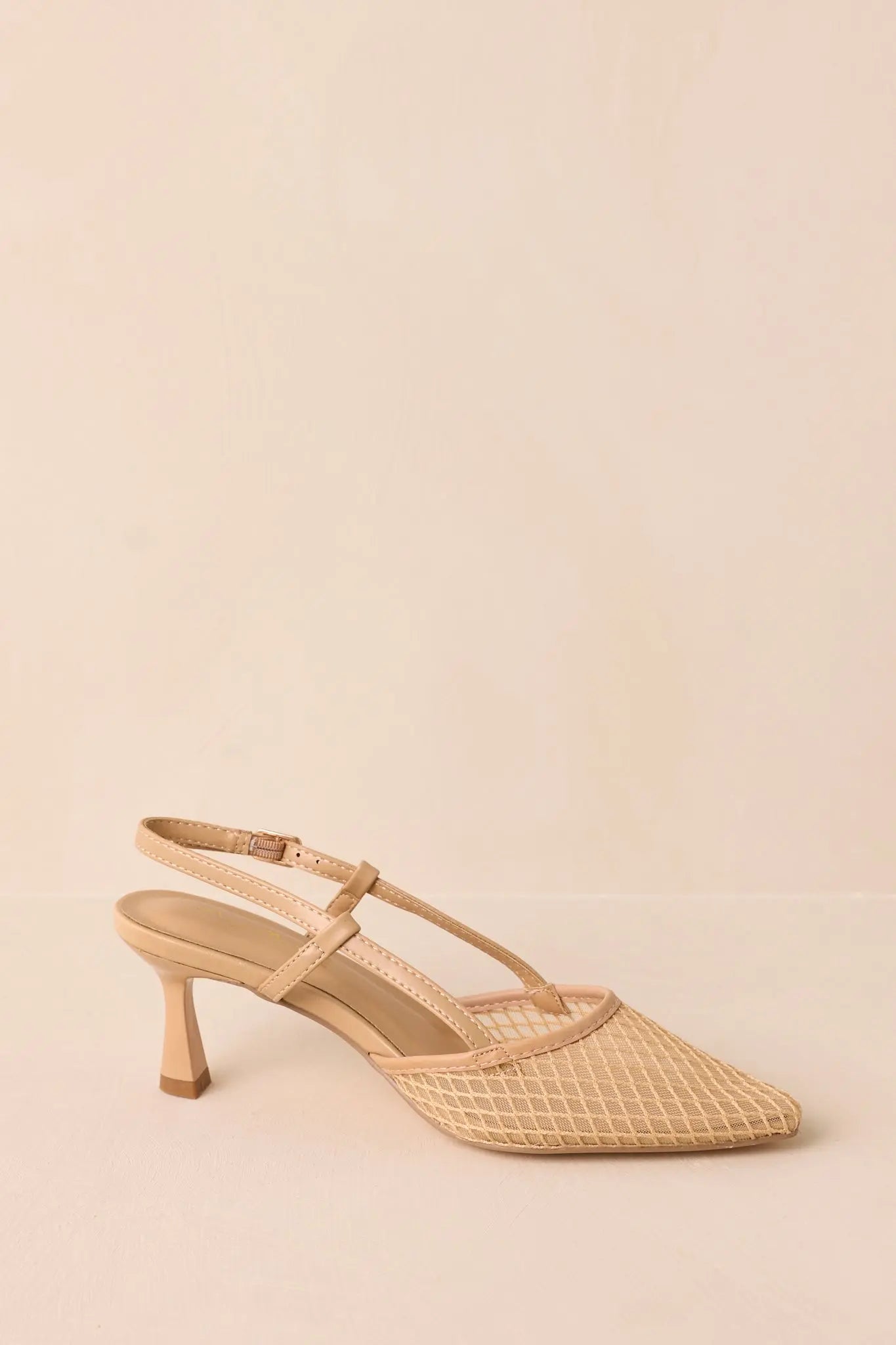 Women's Willow’s Secret Beige Mesh Slingback Kitten Heels | Heel Measures 3" in Height 6