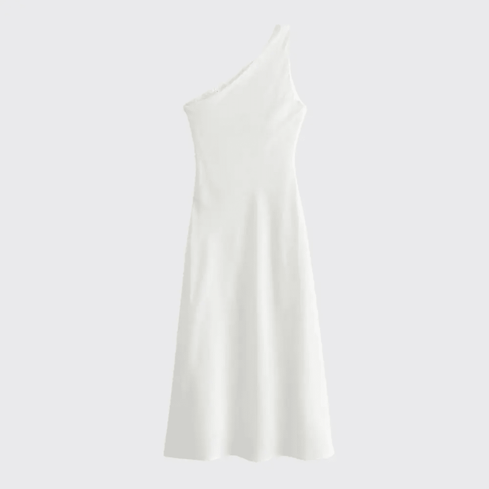 Women Midi Dress Sleeveless Linen Asymmetrical Hem Fit