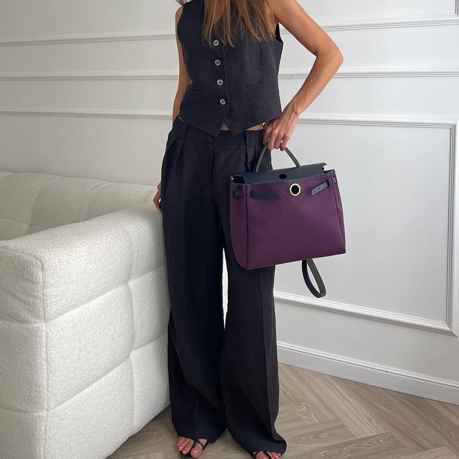 Women's Sleeveless Matching Set | Cardigan & Wide Leg Co-Ord