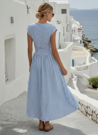 Belgian linen twist-front midi dress full view