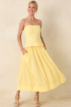 Women's You Already Know Yellow Cotton Bustier Bodice Strapless Midi Dress | Shell 1: 100% Cotton 3
