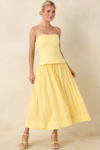 Women's You Already Know Yellow Cotton Bustier Bodice Strapless Midi Dress | Shell 1: 100% Cotton 4