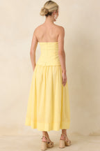 Women's You Already Know Yellow Cotton Bustier Bodice Strapless Midi Dress | Shell 1: 100% Cotton 5
