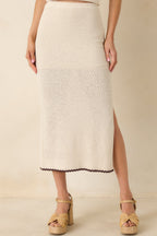 Women's Z Supply Beige Yessenia Whipstitch Midi Skirt | 65% Rayon 0