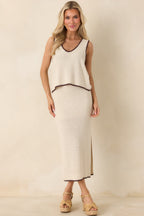 Women's Z Supply Beige Yessenia Whipstitch Midi Skirt | 65% Rayon 2