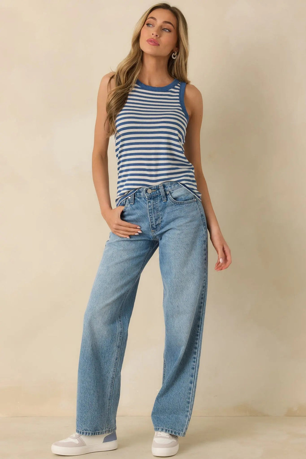 Women's Z Supply Blue Calypso Indigo Select Striped Tank Top | 52% Cotton 1