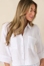 Women's Z Supply Helena White Cotton Gauze Button Up | 100% Cotton 6