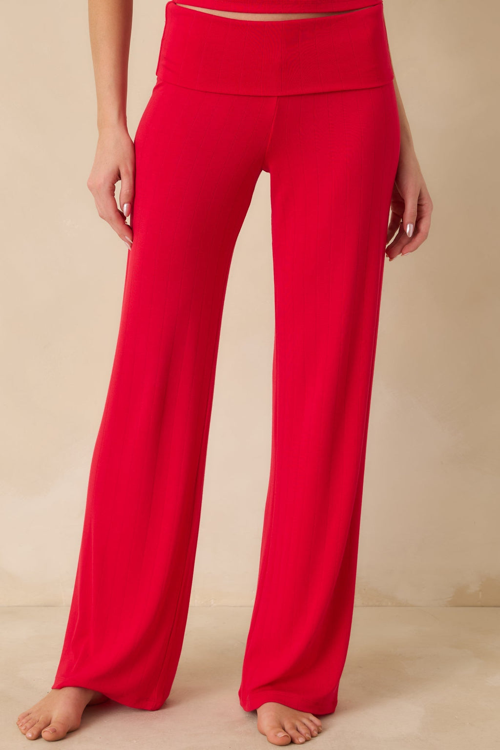 Women's Z Supply Kiss Me Red Essential Fold Over Pants | 96% Modal & 4% Spandex 3