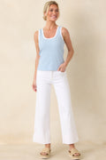 Women's Z Supply Light Blue Sirena Colorblocked Cotton Rib Tank | 95% Cotton & 5% Spandex 0