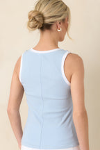 Women's Z Supply Light Blue Sirena Colorblocked Cotton Rib Tank | 95% Cotton & 5% Spandex 7