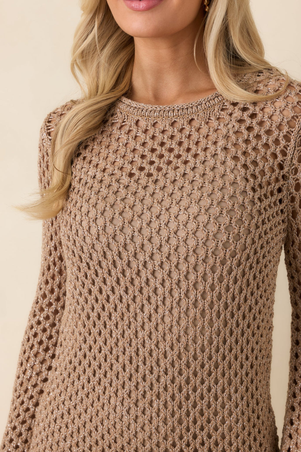 Women's Z Supply Mocha Brown Calabria Shimmer Crochet Mini Dress | 54% Polyester 1