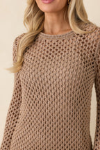 Women's Z Supply Mocha Brown Calabria Shimmer Crochet Mini Dress | 54% Polyester 1