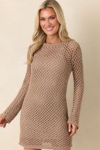 Women's Z Supply Mocha Brown Calabria Shimmer Crochet Mini Dress | 54% Polyester 4