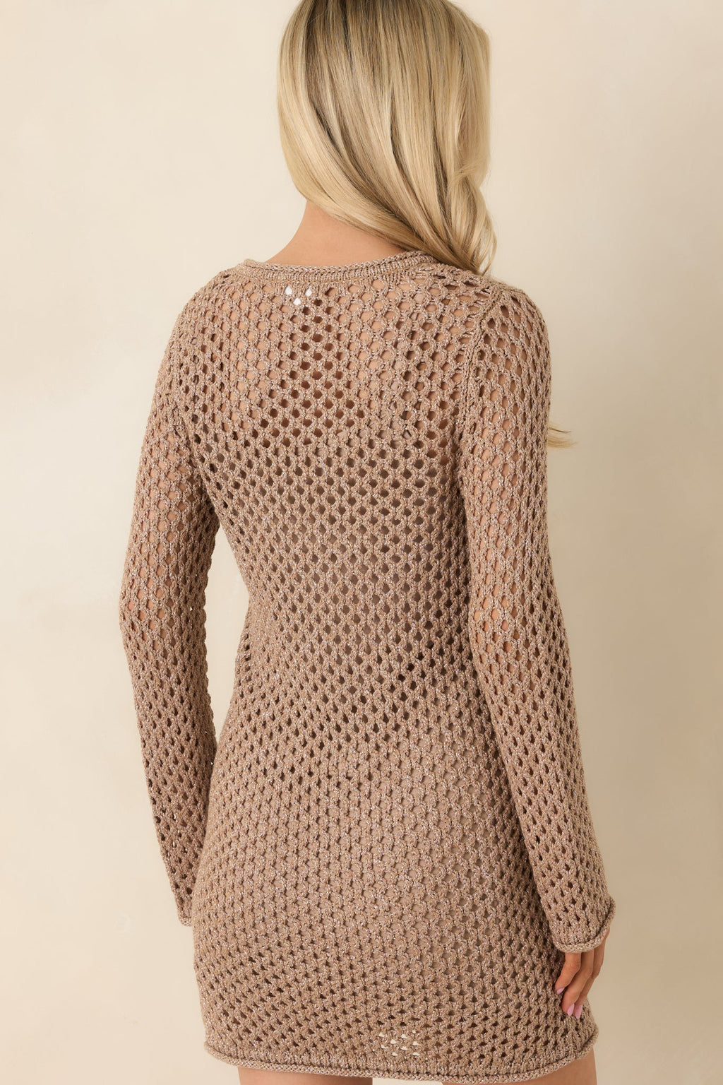 Women's Z Supply Mocha Brown Calabria Shimmer Crochet Mini Dress | 54% Polyester 6