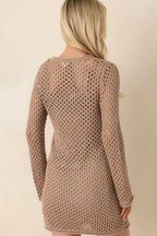 Women's Z Supply Mocha Brown Calabria Shimmer Crochet Mini Dress | 54% Polyester 6
