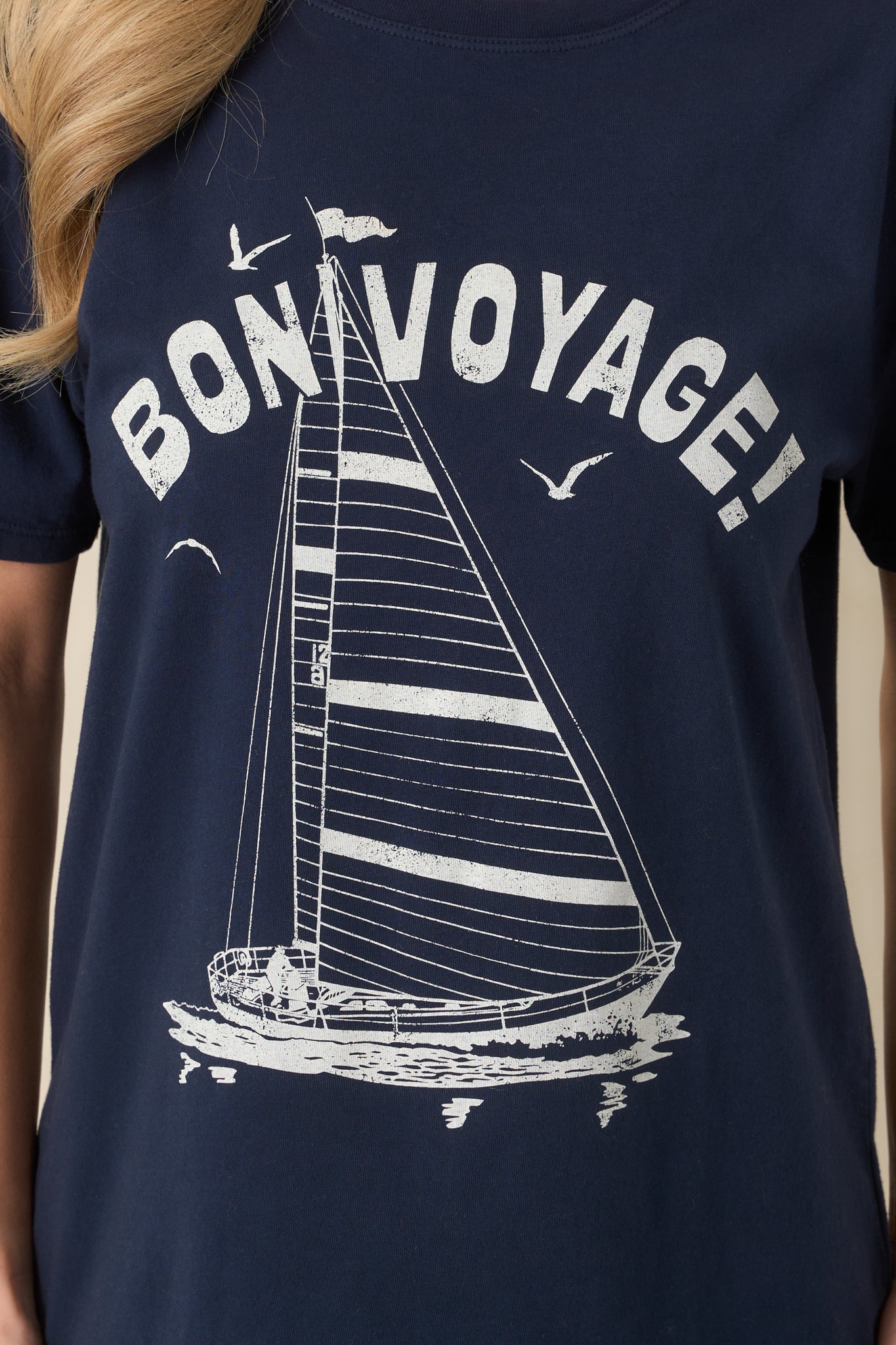 Women's Z Supply Navy Blue Cotton Voyage Boyfriend Tee | 100% Cotton 2