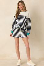 Women's Z Supply Navy Cotton Blend Layer Up Stripe Sweatshirt | 60% Cotton & 40% Polyester 4