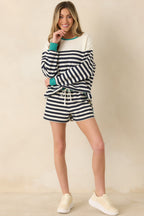 Women's Z Supply Navy Cotton Blend Layer Up Stripe Sweatshirt | 60% Cotton & 40% Polyester 6