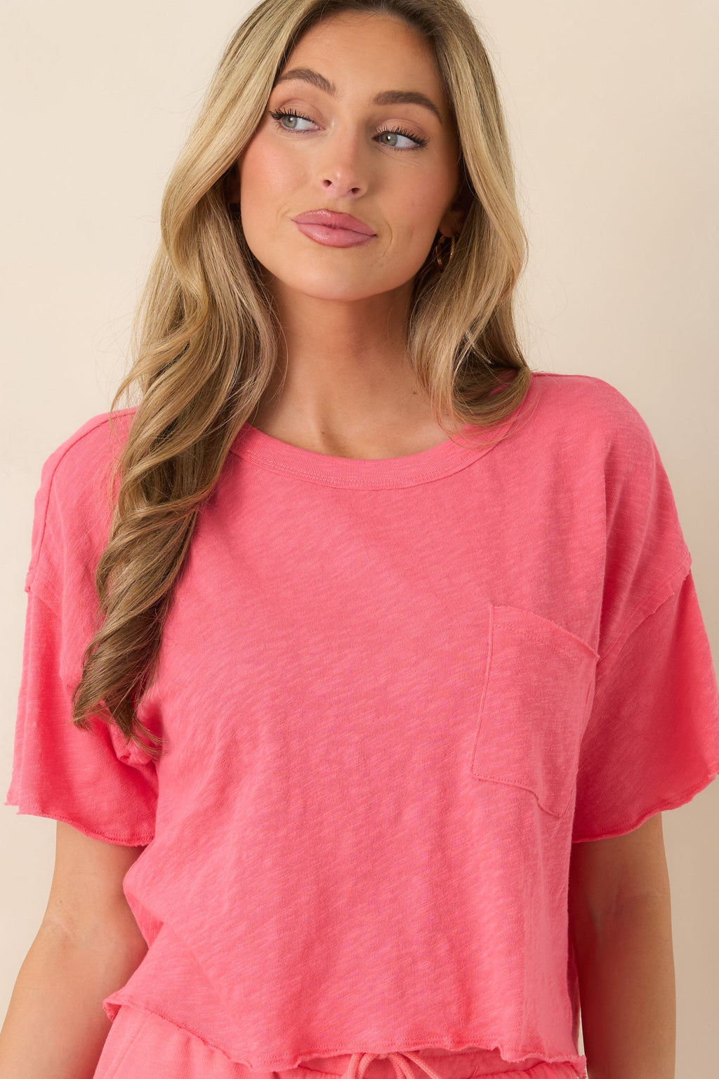Women's Z Supply Paloma Pink Cotton Everyday Pocket Tee | 100% Cotton 6
