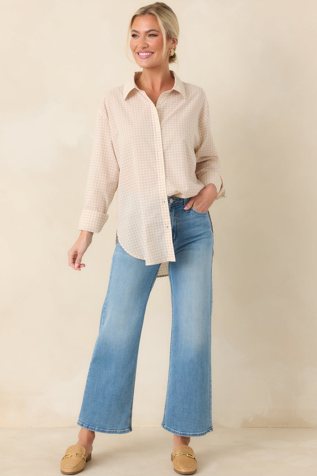 Women's Z Supply Parchment Beige Cotton Seaport Button Up Top | 100% Cotton 6