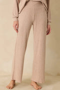 Women's Z Supply Taupe Dawn Smocked Rib Pants | 97% Polyester & 3% Spandex 0