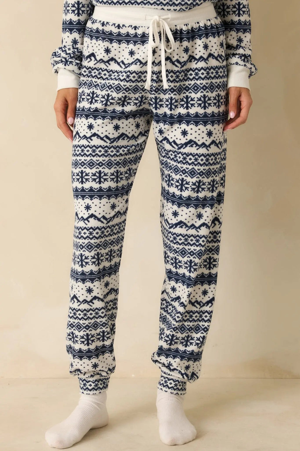 Women's Z Supply Vanilla Ice Twilight Fairisle Jogger Pajama Pants | 95% Polyester & 5% Spandex 4