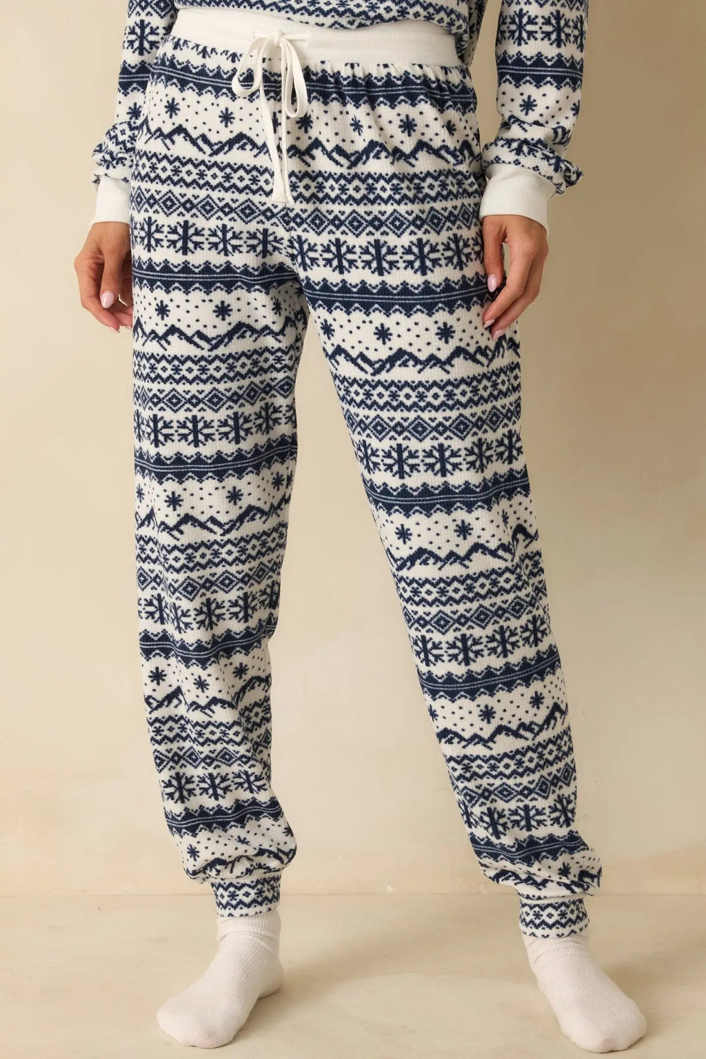 Women's Z Supply Vanilla Ice Twilight Fairisle Jogger Pajama Pants | 95% Polyester & 5% Spandex 5