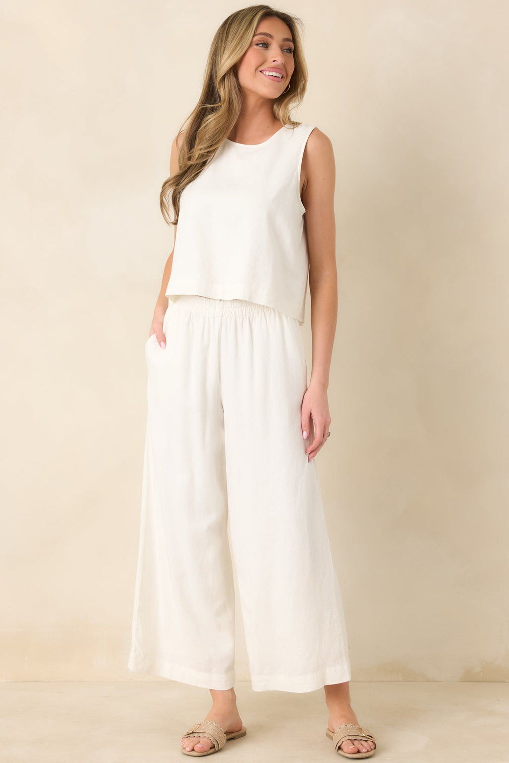Women's Z Supply White Sloane Linen Tank | 55% Linen & 45% Rayon 3