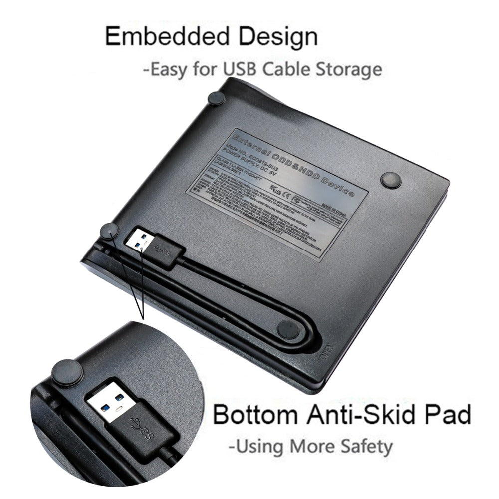External CD/DVD Drive — USB 3.0 for Laptop