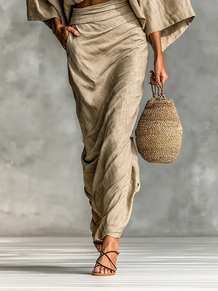 Zyphorynne | Women's Loungewear Two Piece Set with Chic Batwing Sleeves | Effortless Elegance for Any Occasion