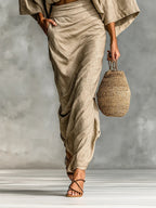 Zyphorynne | Women's Loungewear Two Piece Set with Chic Batwing Sleeves | Effortless Elegance for Any Occasion