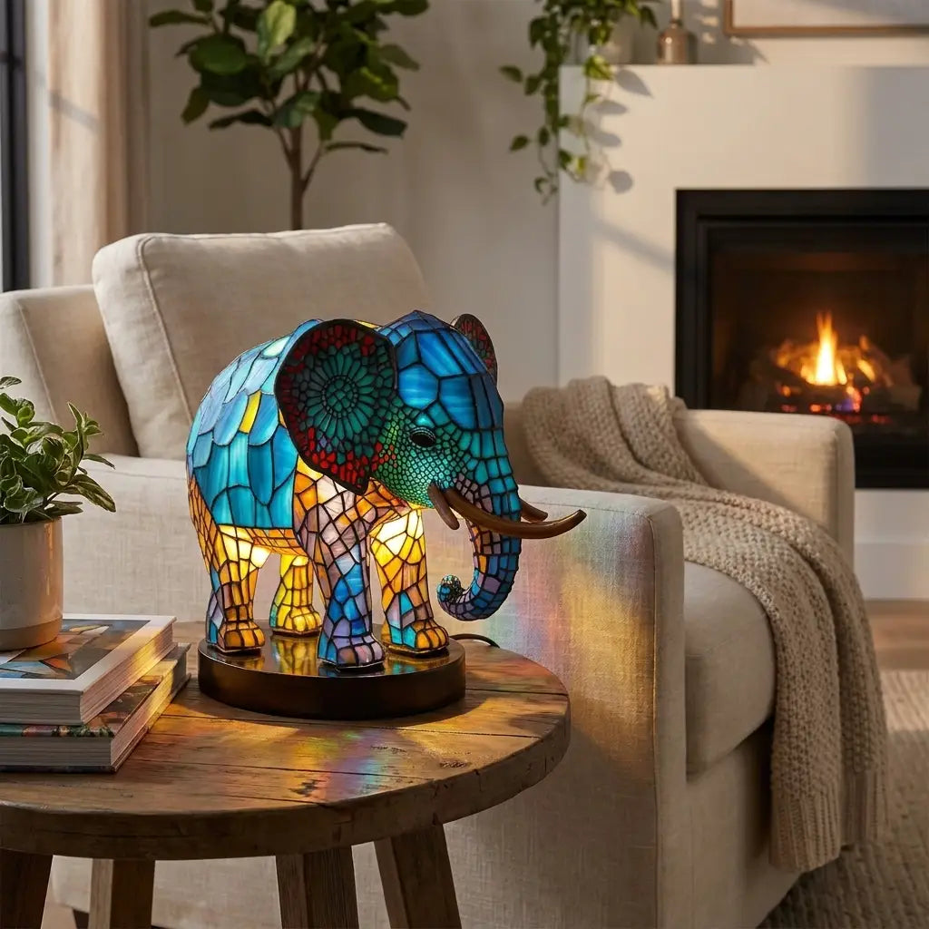 Designer table lamp in a living room