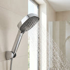 High-pressure filtered shower head in a modern bathroom
