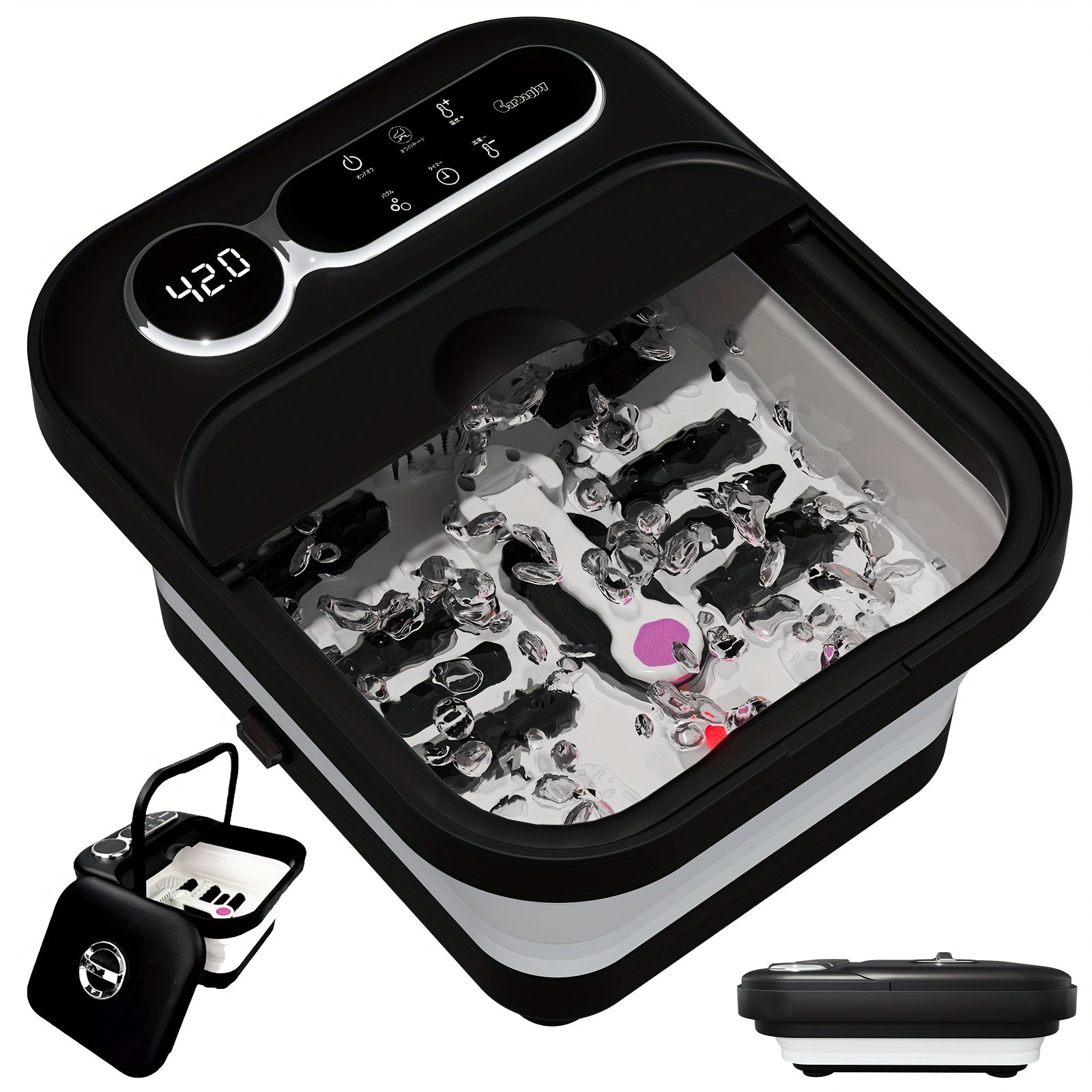 Collapsible Foot Spa & Massager — Heated Bath, Rollers, Bubbles & Timer