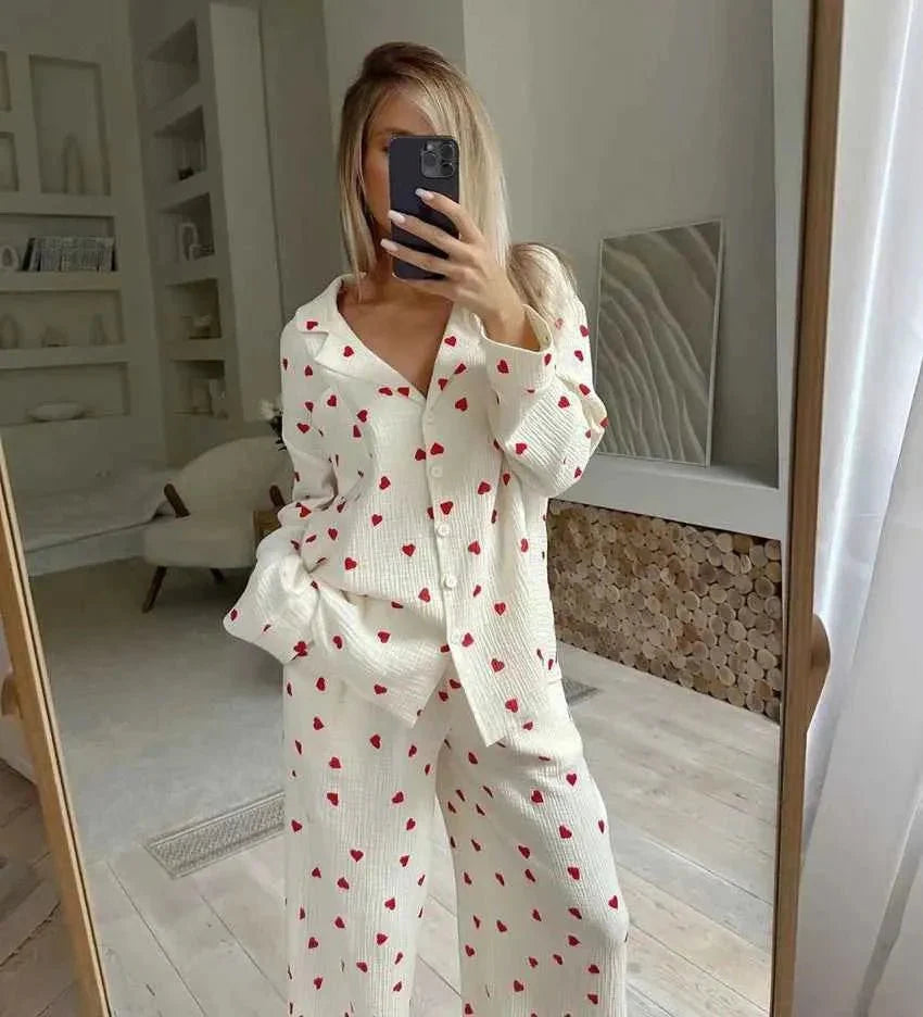 Heart-print loungewear set