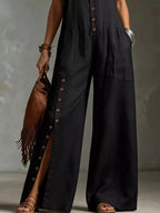 Sleeveless wide-leg jumpsuit - detail view